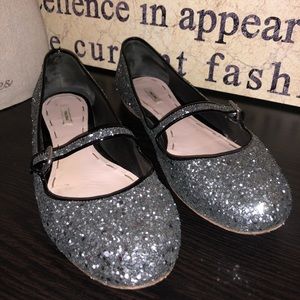 Miu Miu Silver Glitter Ballerina Flats Size 40
